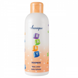 The Rooibos Baby Lotion can be used on the baby’s body and face and may be used from birth. The gentle moisturising action cools and calms the skin while the Rooibos extract prevents further irritation from heat, handling and other irritants. Annique Baby Lotion helps to prevent skin irritations commonly found with babies and younger children such as dryness and the itching that goes along with it. It also brings relief to restlessness caused by the chafing and scratching of clothes and blankets. Ideal for: Babies, from birth People suffering from eczema on their body Product application: Apply generously to cleansed skin Use morning (AM) and evening (PM) Massage gently into skin Key active ingredients: Aspalathus Linearis (Rooibos extract) Glycerine Benefits: Prevents dryness and itching Gently moisturising Ideal with: Baby 2-in-1 Shampoo and Body Wash