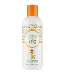 Annique Rooibos Baby 2-in-1 Shampoo and Body Wash 200ml bottle with orange cap