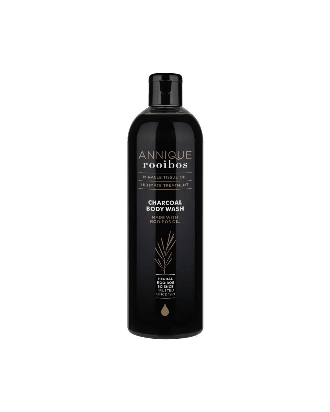 Annique Miracle Tissue Oil Charcoal Body Wash 400ml bottle with black packaging