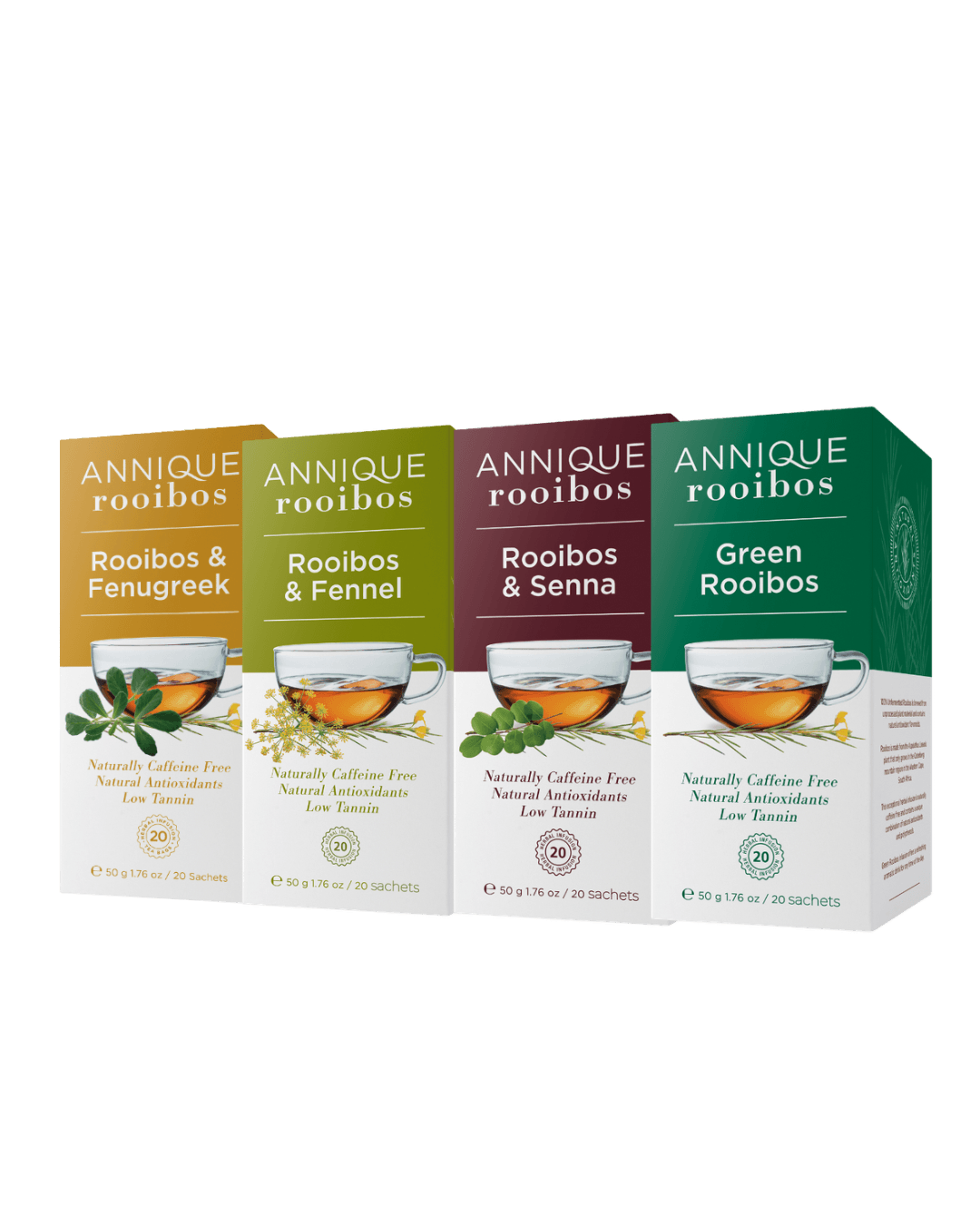 Annique Mini Slimming Bomb Tea Pack with four Rooibos herbal teas, 20 bags each